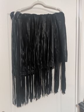 Colleen Lopez Black Faux Leather Trim Skirt